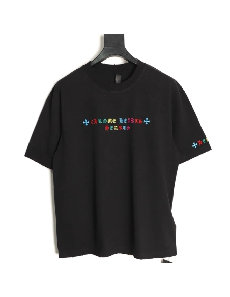 Chrome Hearts Colorful Logo Print Short-Sleeve T-Shirt TSK1,Chrome Hearts