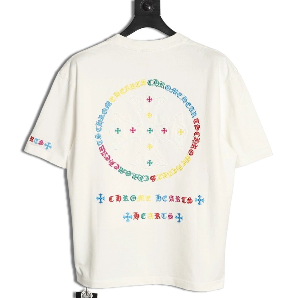 Chrome Hearts Colorful Logo Print Short-Sleeve T-Shirt,Chrome Hearts