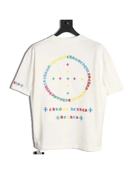 Chrome Hearts Colorful Logo Print Short-Sleeve T-Shirt,Chrome Hearts