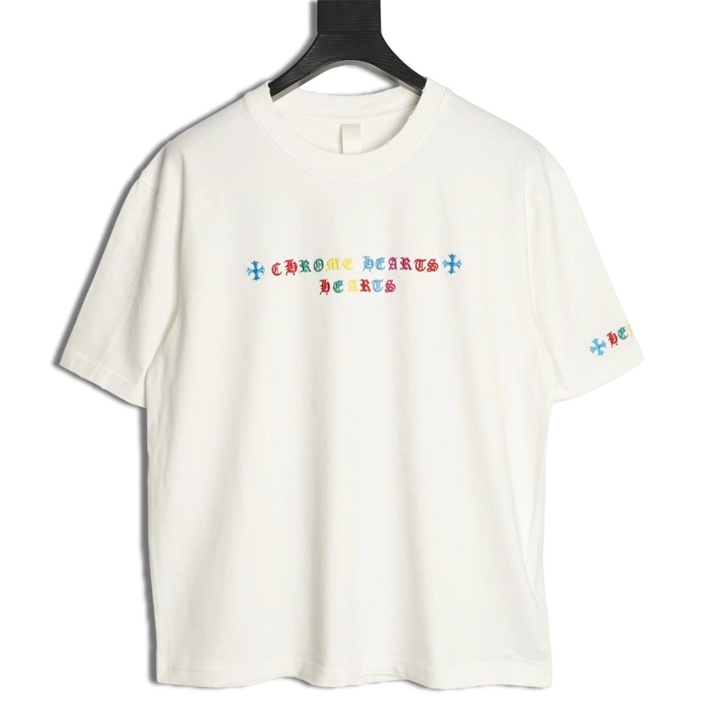 Chrome Hearts Colorful Logo Print Short-Sleeve T-Shirt,Chrome Hearts