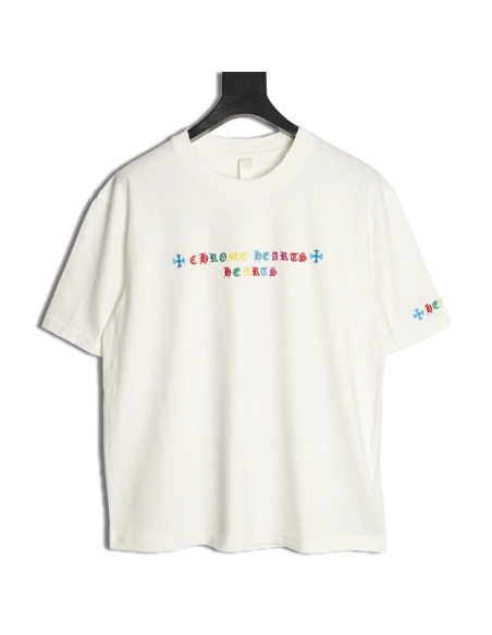 Chrome Hearts Colorful Logo Print Short-Sleeve T-Shirt,Chrome Hearts