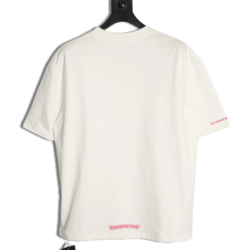 Chrome Hearts Pink Graffiti Print Short-Sleeve T-Shirt,Chrome Hearts