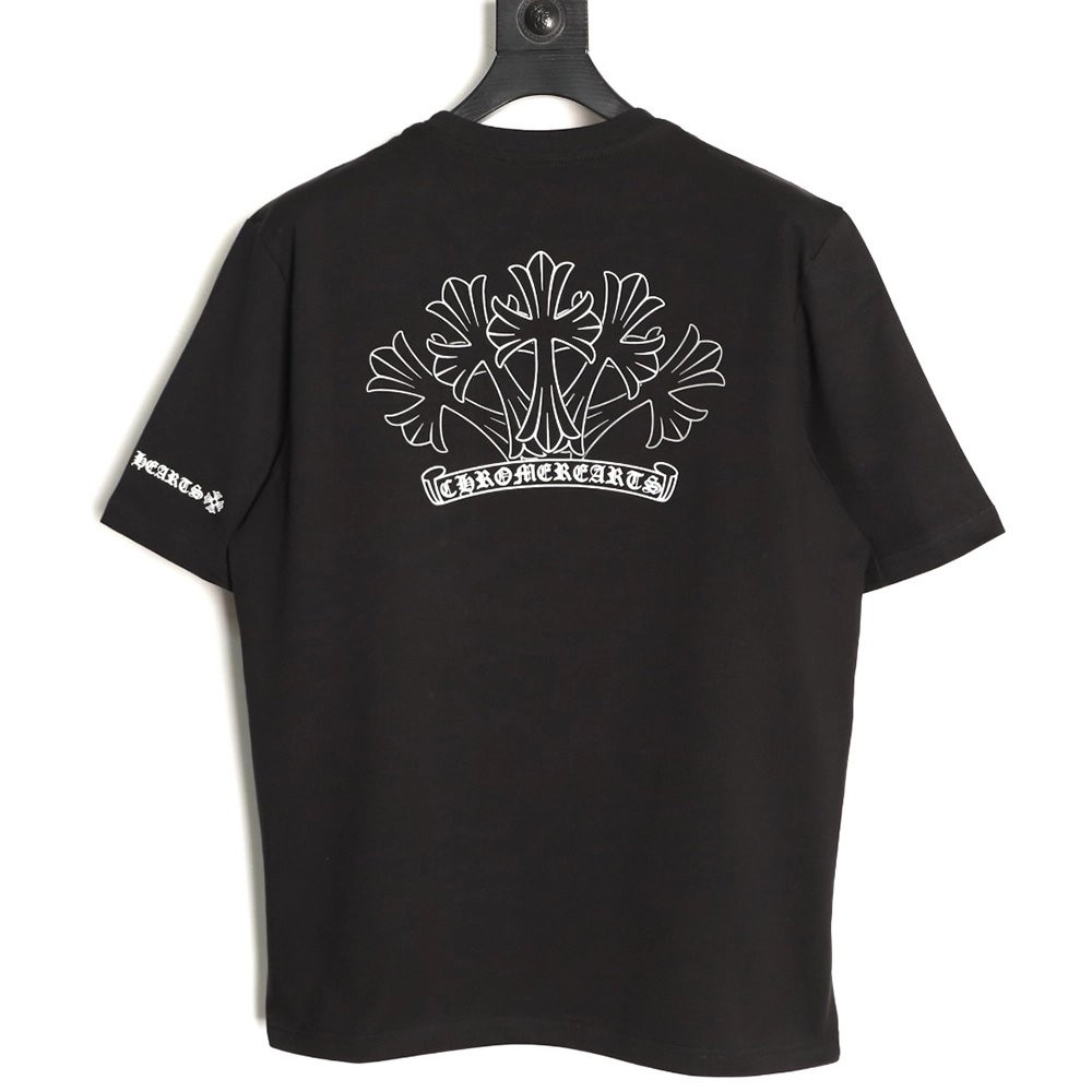 Chrome Hearts Sketch Cross Print Short-Sleeve T-Shirt TSK1,Chrome Hearts
