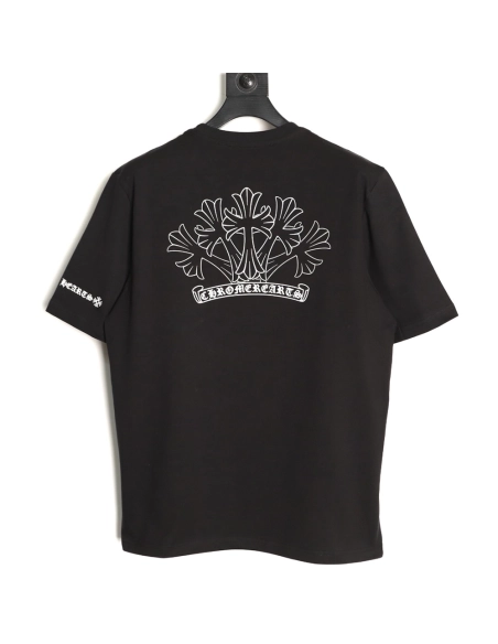Chrome Hearts Sketch Cross Print Short-Sleeve T-Shirt TSK1,Chrome Hearts