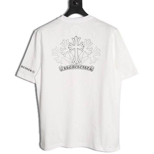 Chrome Hearts Sketch Cross Print Short-Sleeve T-Shirt,Chrome Hearts