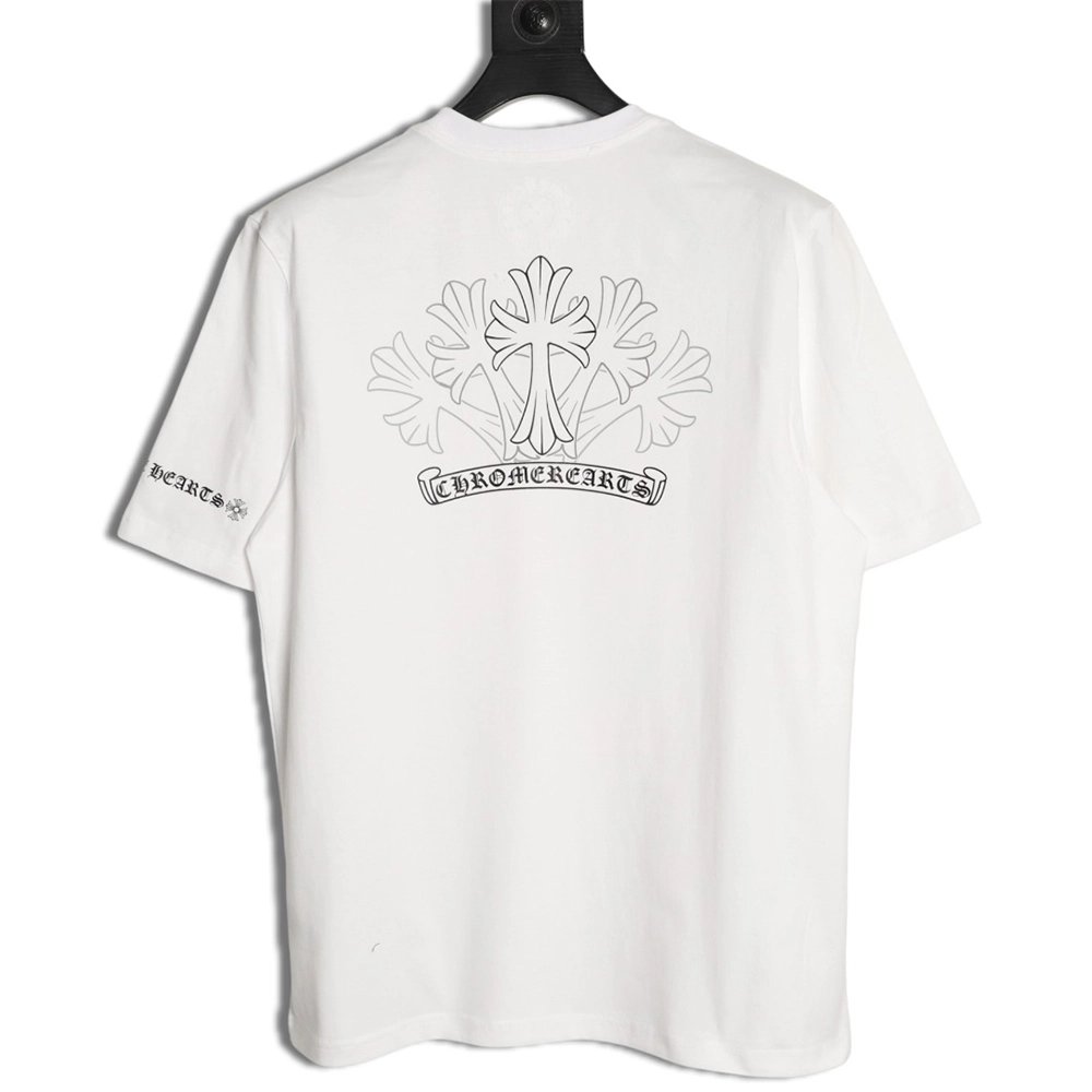 Chrome Hearts Sketch Cross Print Short-Sleeve T-Shirt,Chrome Hearts