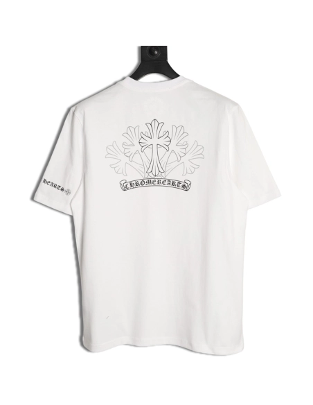 Chrome Hearts Sketch Cross Print Short-Sleeve T-Shirt,Chrome Hearts