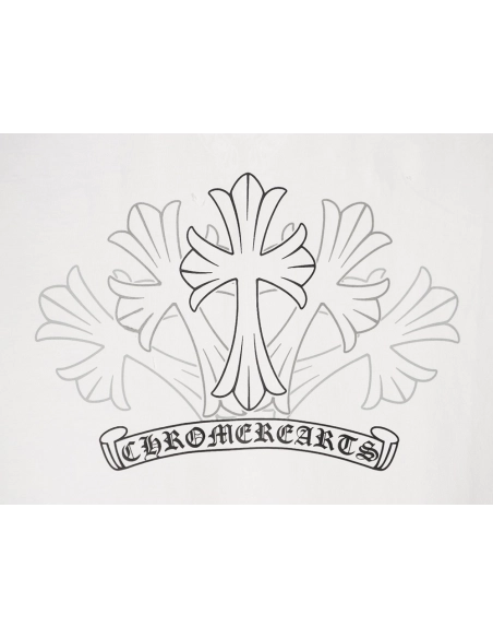 Chrome Hearts Sketch Cross Print Short-Sleeve T-Shirt,Chrome Hearts