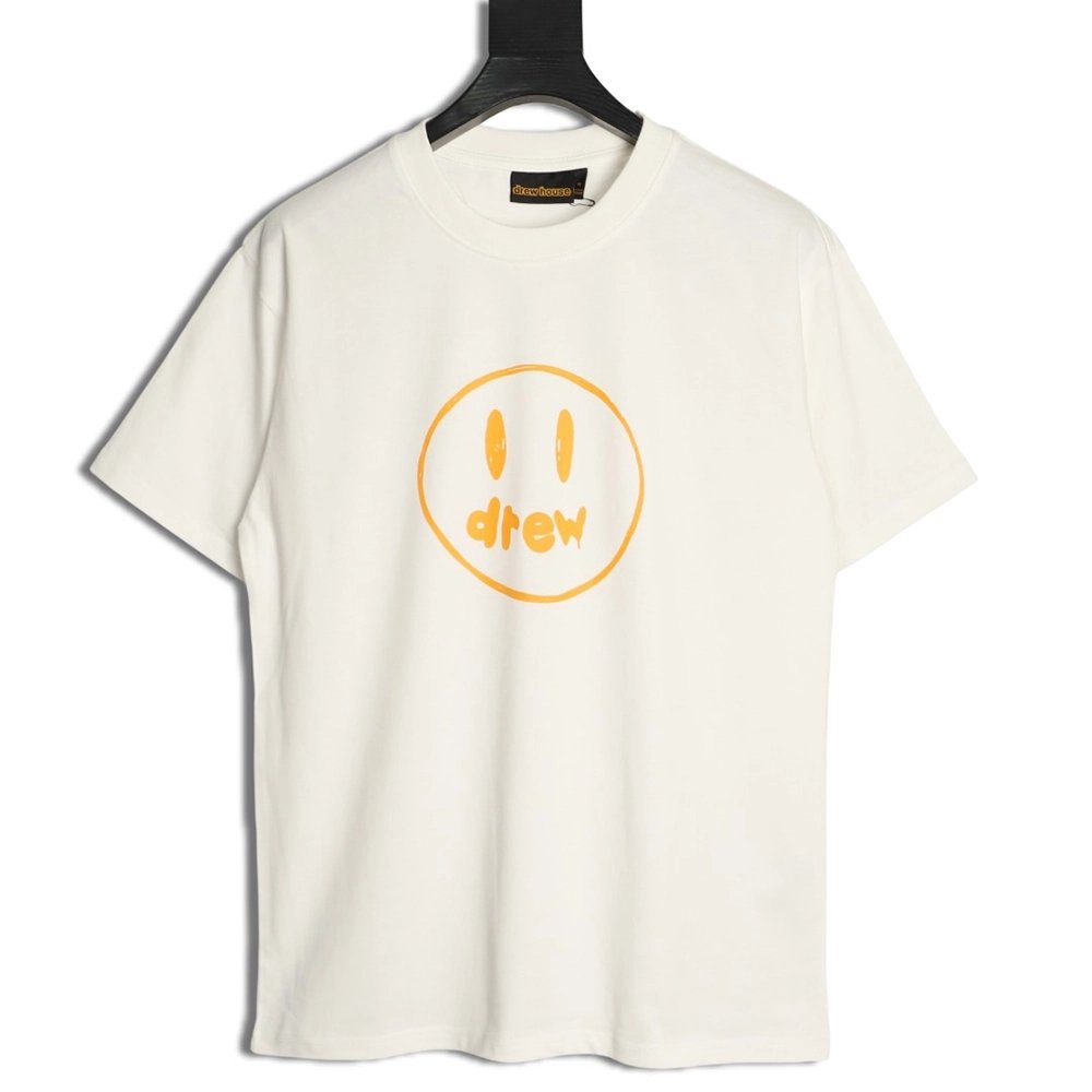 Drew House Line Smiley Face Print Crew Neck Short Sleeve T-Shirt,drew house