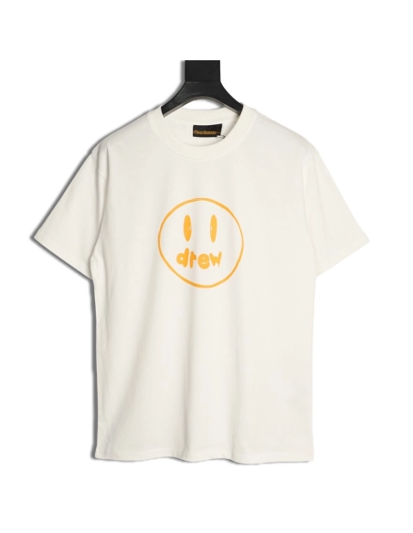 Drew House Line Smiley Face Print Crew Neck Short Sleeve T-Shirt,drew house