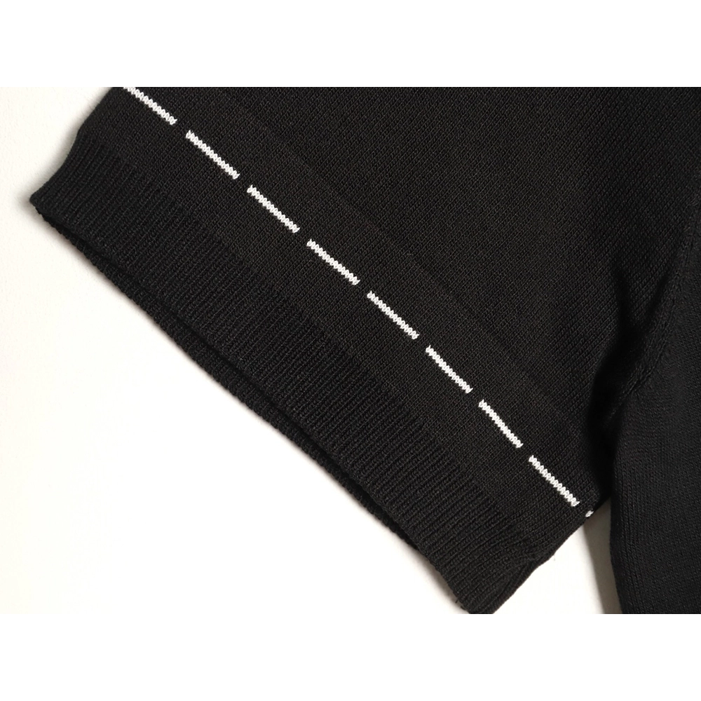 Fendi Short-Sleeve Jacquard Knit T-Shirt with Dashed-Line Lettering at the Hem,Fendi