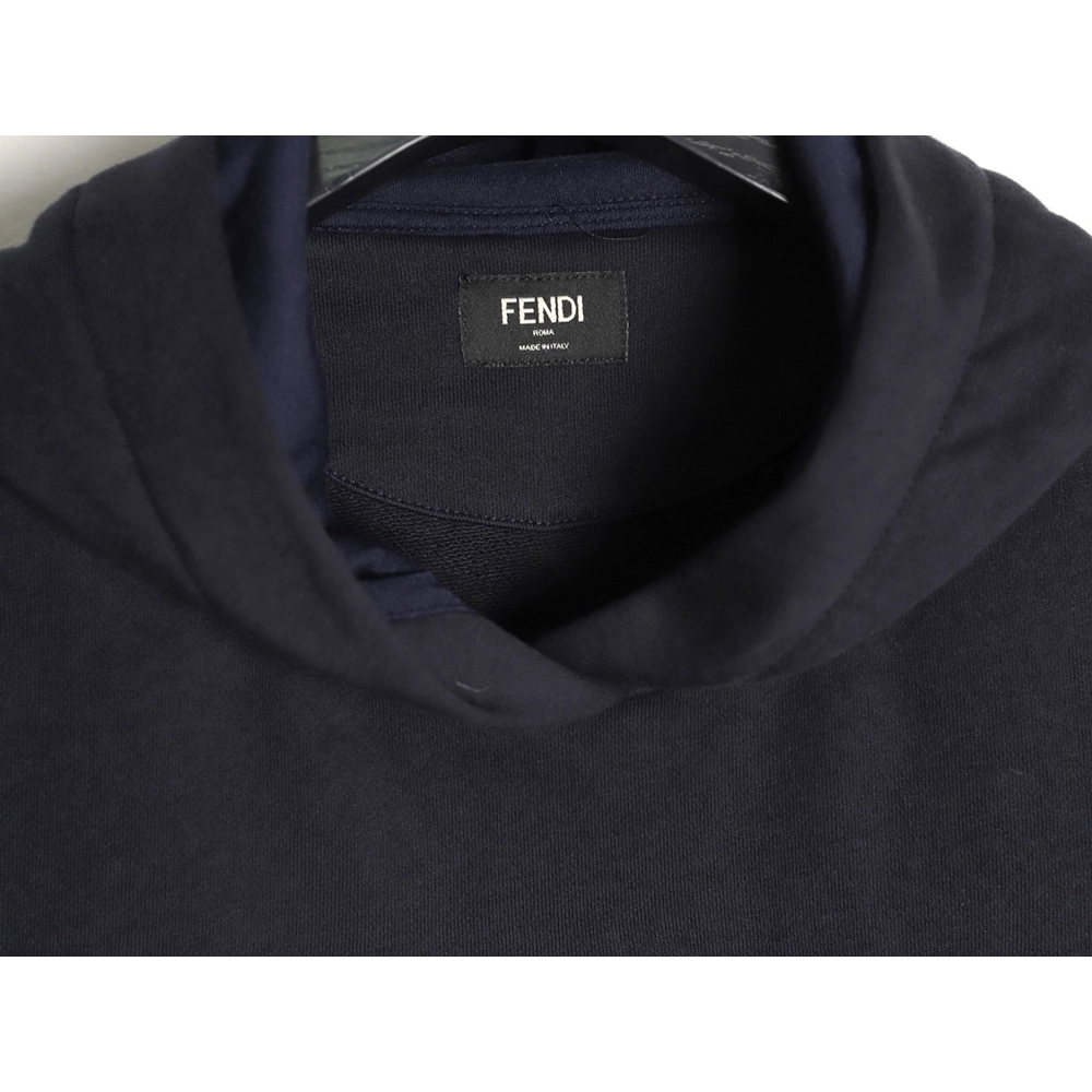 Fendi Blue Letter-Embroidered Hoodie,Fendi