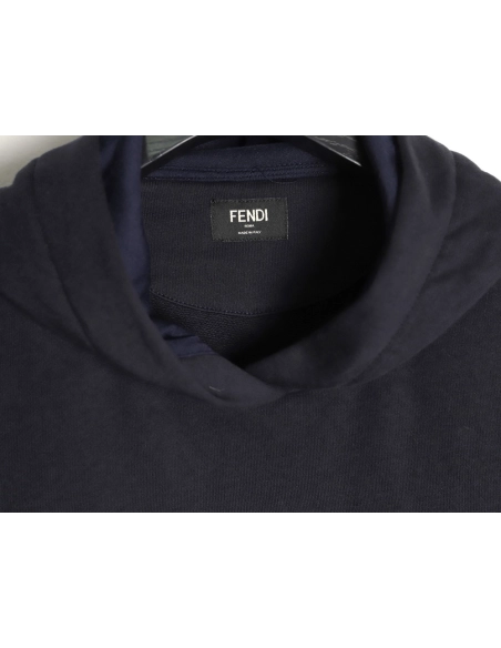 Fendi Blue Letter-Embroidered Hoodie,Fendi