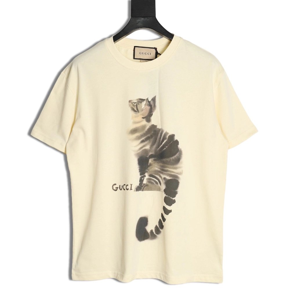 Gucci Tabby Kitten Print Short-Sleeve T-Shirt,Gucci