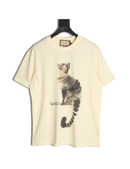 Gucci Tabby Kitten Print Short-Sleeve T-Shirt,Gucci