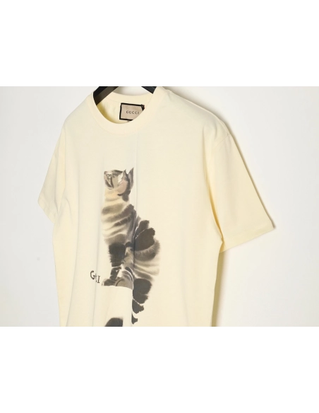 Gucci Tabby Kitten Print Short-Sleeve T-Shirt,Gucci