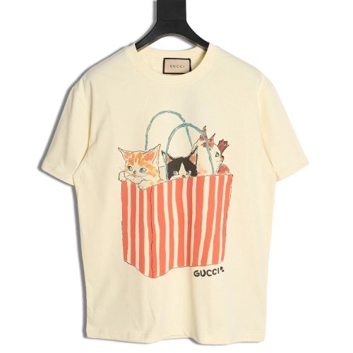 Gucci Canvas Bag Kitten Heavy Craft Short-Sleeve T-Shirt,Gucci