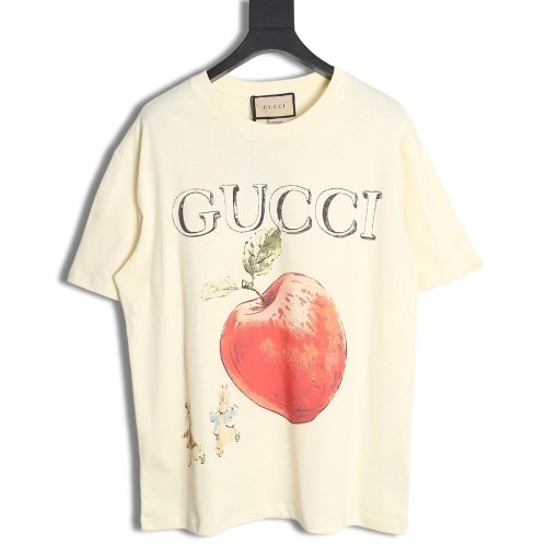 Gucci classic logo apple print short-sleeved T-shirt,Gucci