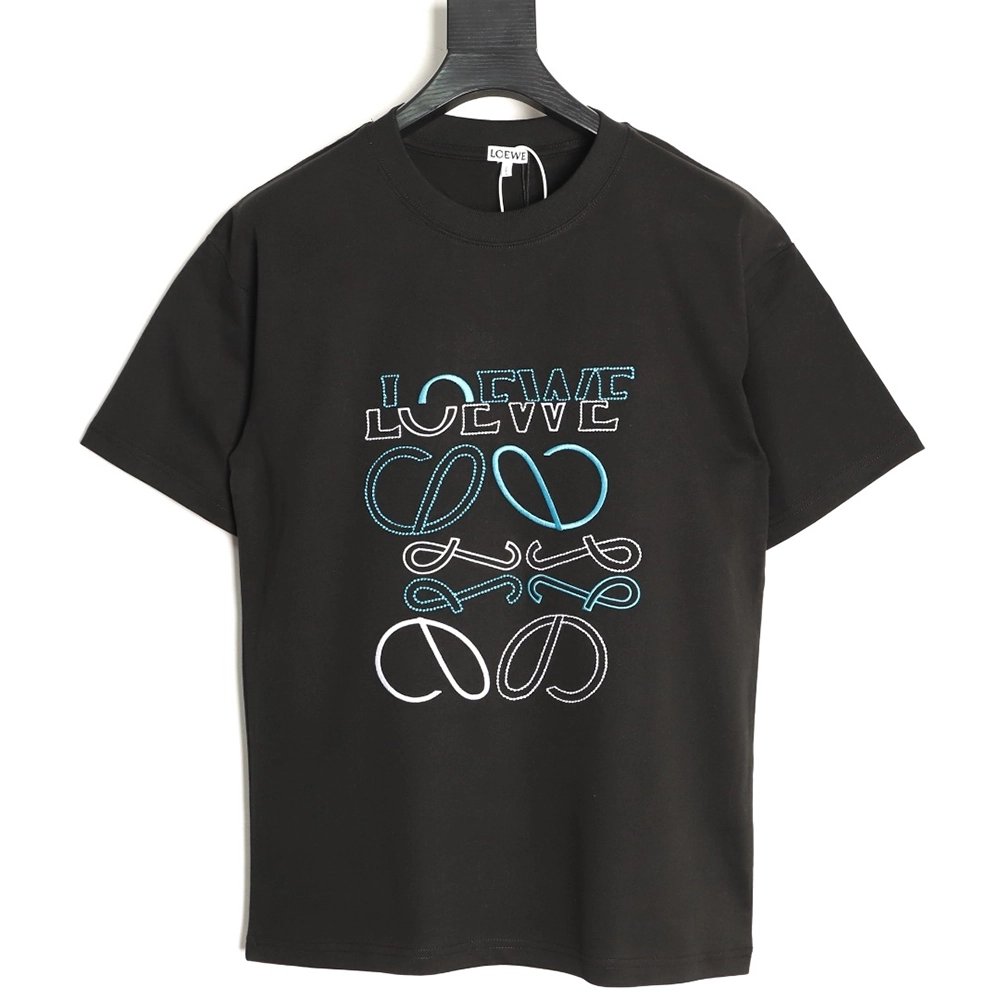 Loewe misaligned logo embroidered short-sleeved T-shirt TSK1,Loewe