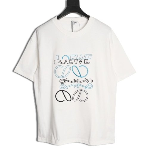 Loewe misaligned logo embroidered short-sleeved T-shirt,Loewe