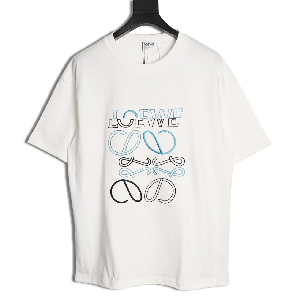 Loewe misaligned logo embroidered short-sleeved T-shirt,Loewe
