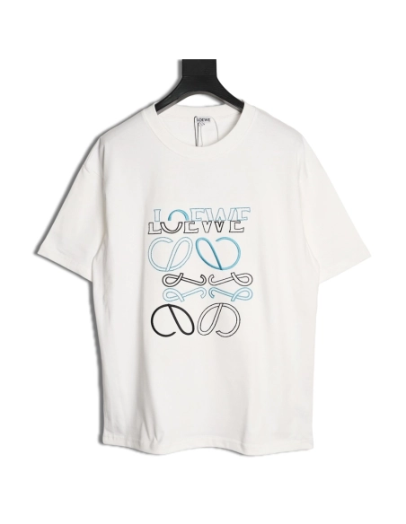 Loewe misaligned logo embroidered short-sleeved T-shirt,Loewe