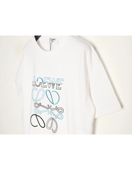 Loewe misaligned logo embroidered short-sleeved T-shirt,Loewe