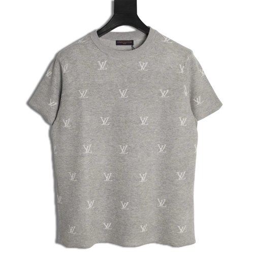 Louis Vuitton all-over monogram logo jacquard knit short-sleeved T-shirt,Louis Vuitton