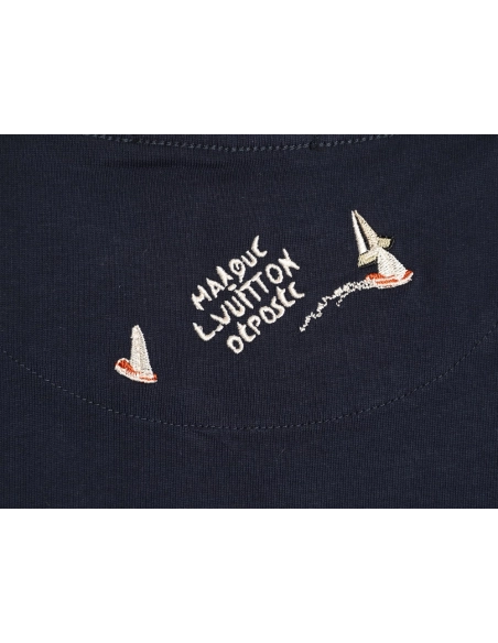 Louis Vuitton sailboat logo embroidered short-sleeved T-shirt TSK1,Louis Vuitton