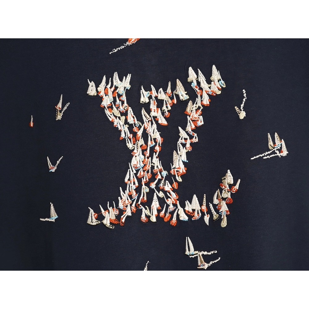 Louis Vuitton sailboat logo embroidered short-sleeved T-shirt TSK1,Louis Vuitton