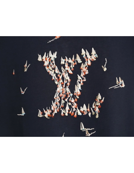 Louis Vuitton sailboat logo embroidered short-sleeved T-shirt TSK1,Louis Vuitton