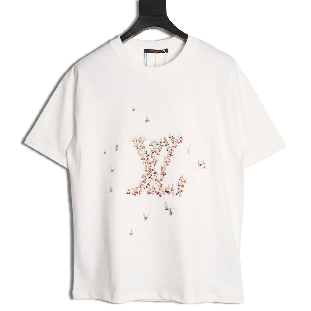 Louis Vuitton sailboat logo embroidered short-sleeved T-shirt,Louis Vuitton