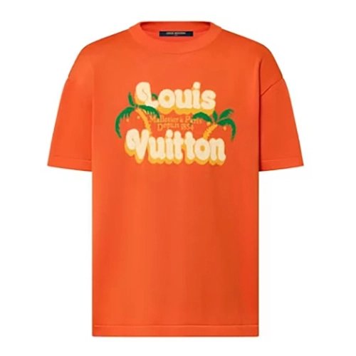 Louis Vuitton Coconut Jacquard Orange Knit Short-Sleeve T-Shirt,Louis Vuitton