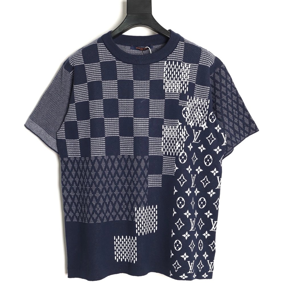 Louis Vuitton checkered monogram jacquard knit short-sleeved T-shirt,Louis Vuitton