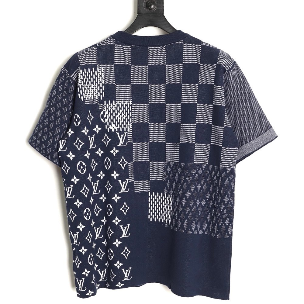 Louis Vuitton checkered monogram jacquard knit short-sleeved T-shirt,Louis Vuitton