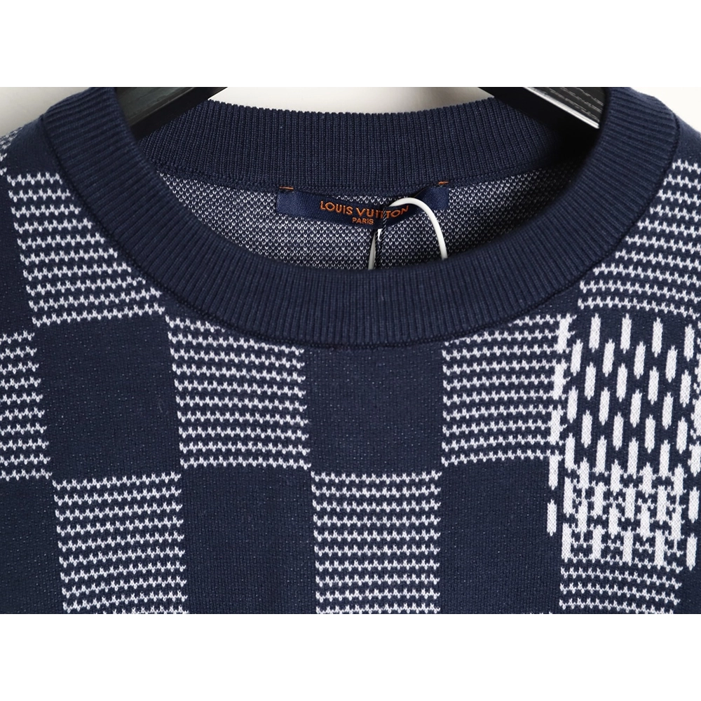 Louis Vuitton checkered monogram jacquard knit short-sleeved T-shirt,Louis Vuitton