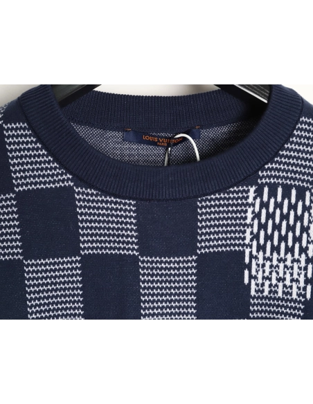 Louis Vuitton checkered monogram jacquard knit short-sleeved T-shirt,Louis Vuitton