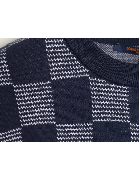 Louis Vuitton checkered monogram jacquard knit short-sleeved T-shirt,Louis Vuitton