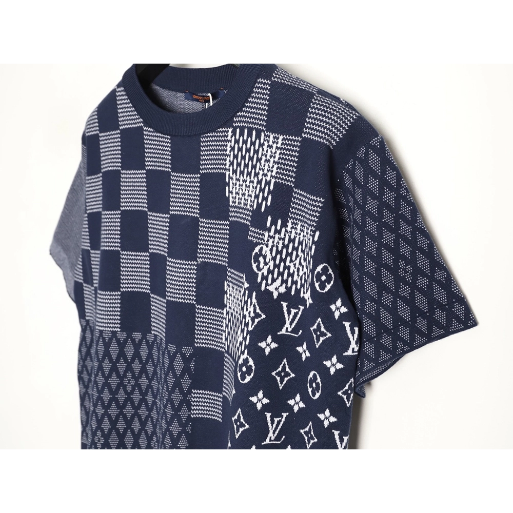Louis Vuitton checkered monogram jacquard knit short-sleeved T-shirt,Louis Vuitton