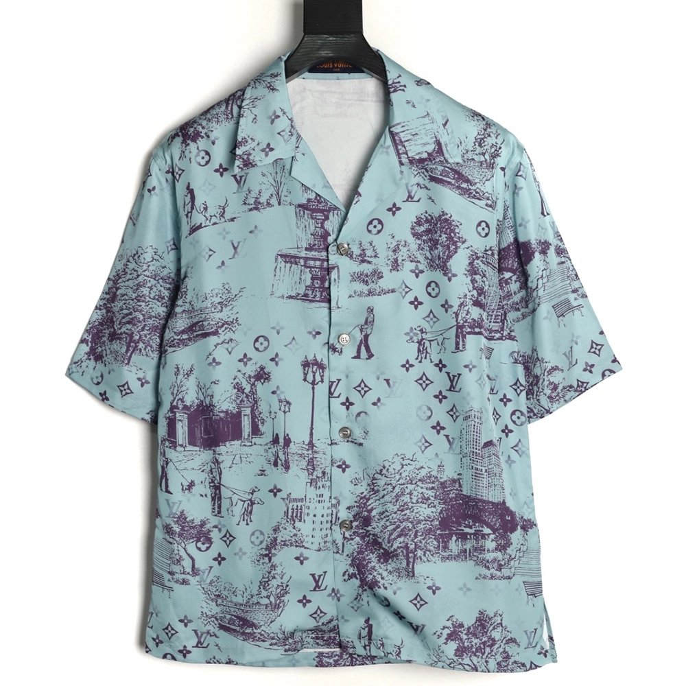 Louis Vuitton City Park Silk Short-Sleeved Shirt TSK1,Louis Vuitton
