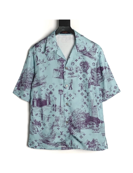 Louis Vuitton City Park Silk Short-Sleeved Shirt TSK1,Louis Vuitton