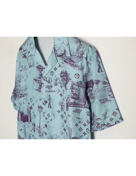 Louis Vuitton City Park Silk Short-Sleeved Shirt TSK1,Louis Vuitton
