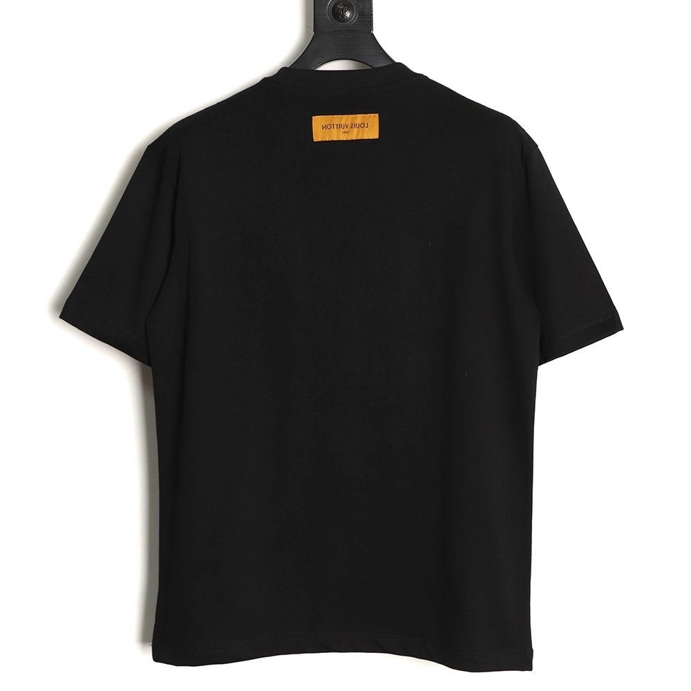 Louis Vuitton Beaded Line Embroidery Crew-Neck Short-Sleeve T-Shirt TSK1,Louis Vuitton