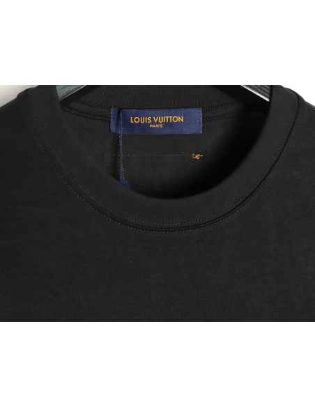 Louis Vuitton Beaded Line Embroidery Crew-Neck Short-Sleeve T-Shirt TSK1,Louis Vuitton