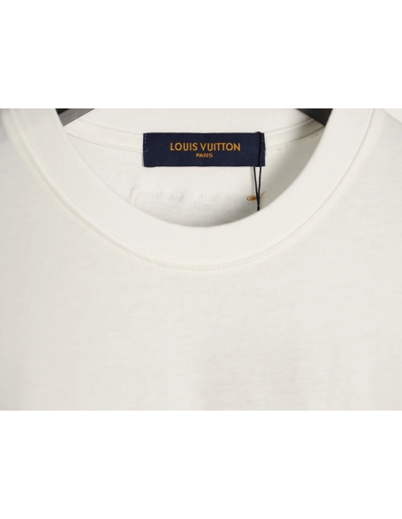 Louis Vuitton Beaded Line Embroidery Crew-Neck Short-Sleeve T-Shirt,Louis Vuitton