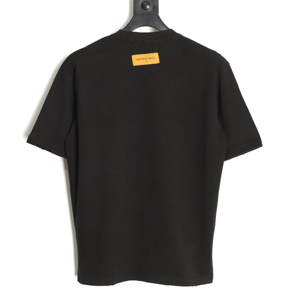 Louis Vuitton Three-Flower Hem Embroidery Crewneck Short-Sleeve T-Shirt TSK1,Louis Vuitton