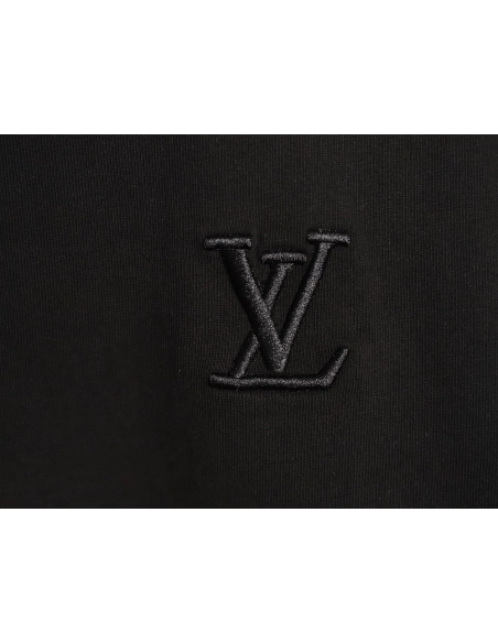 Louis Vuitton Three-Flower Hem Embroidery Crewneck Short-Sleeve T-Shirt TSK1,Louis Vuitton