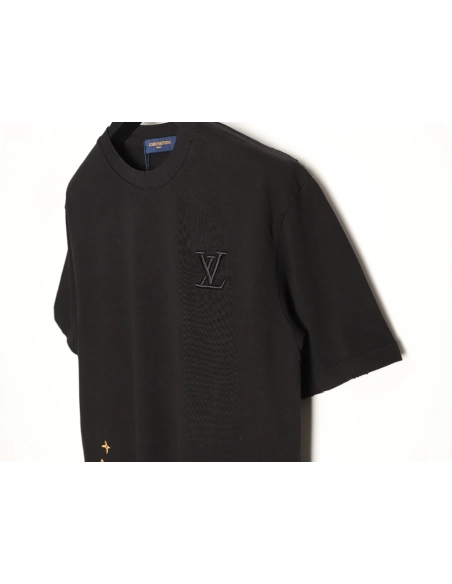 Louis Vuitton Three-Flower Hem Embroidery Crewneck Short-Sleeve T-Shirt TSK1,Louis Vuitton