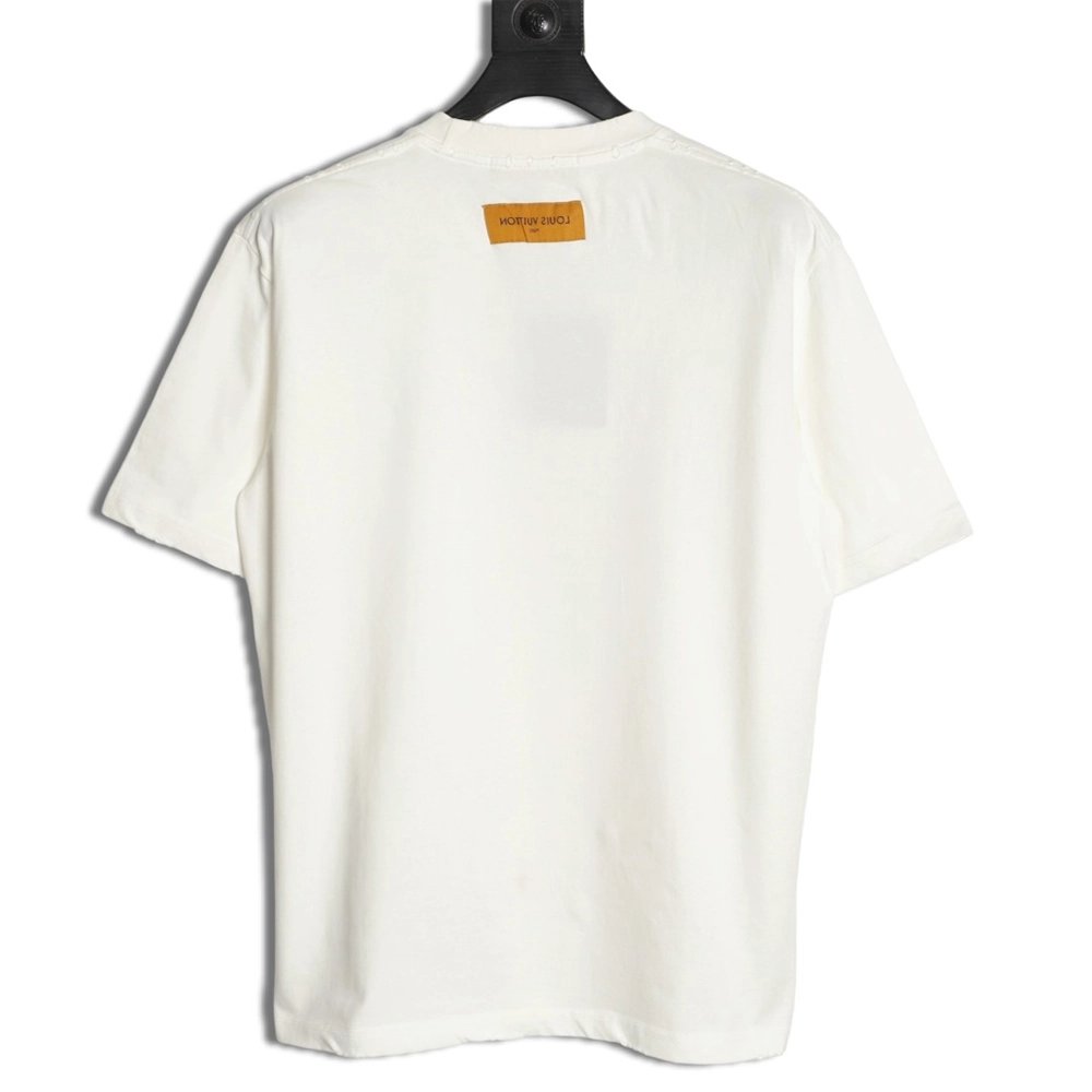 Louis Vuitton Three-Flower Hem Embroidery Crewneck Short-Sleeve T-Shirt,Louis Vuitton