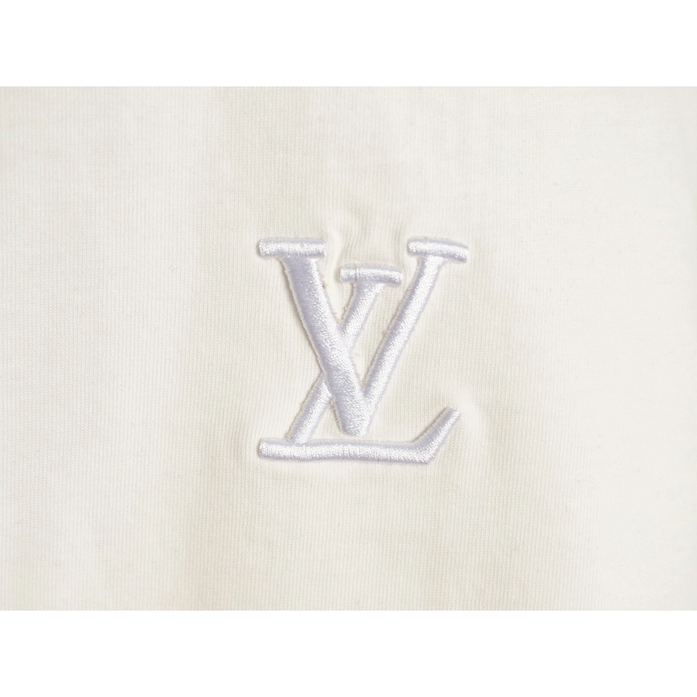Louis Vuitton Three-Flower Hem Embroidery Crewneck Short-Sleeve T-Shirt,Louis Vuitton